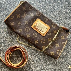 Louis Vuitton Brown Monogram Clutch with Gold Chain